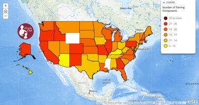 Map of number of training components